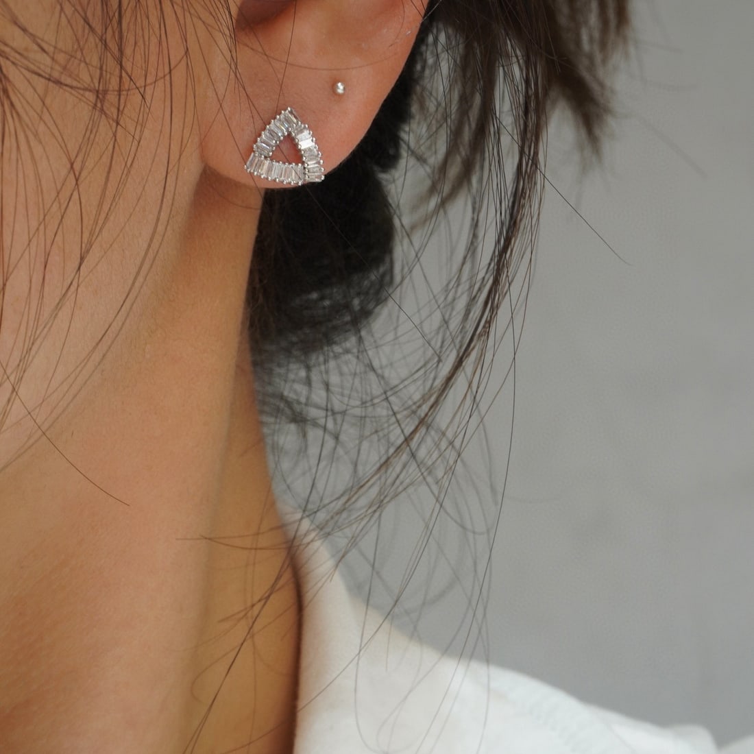 14k Gold 0.48 Ct Natural H Diamond Earrings - 5