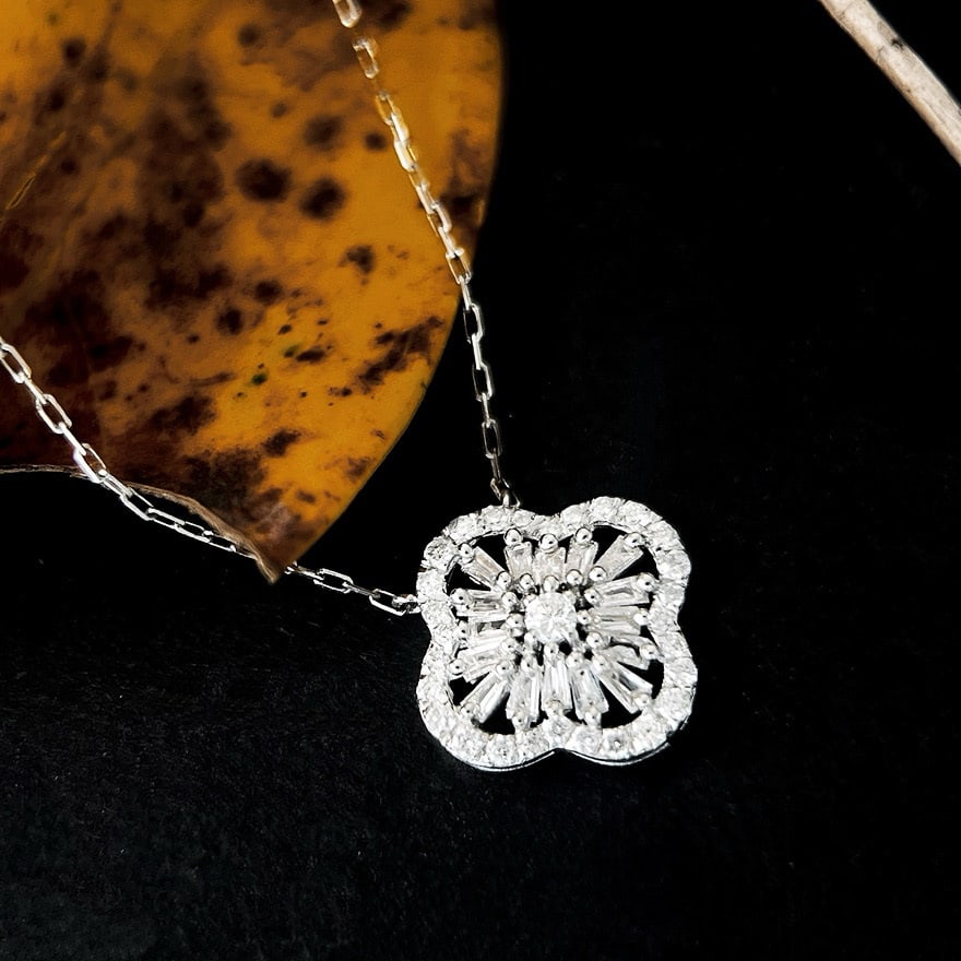 14k Gold 0.43 Ct Natural H Diamond Necklace - 3