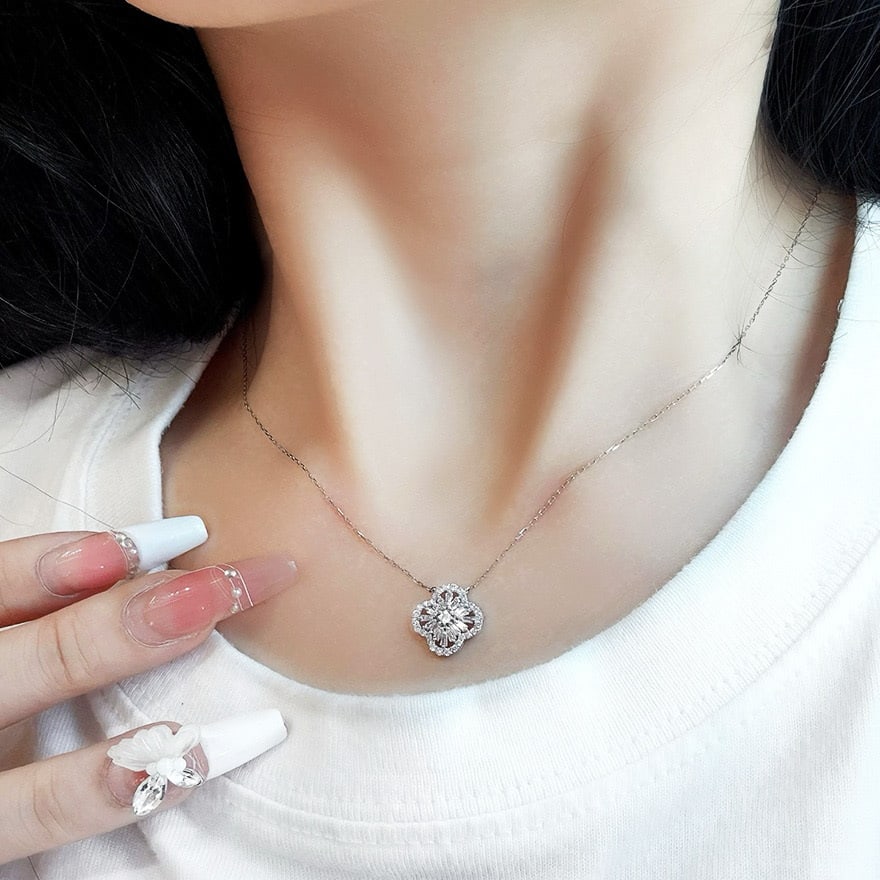 14k Gold 0.43 Ct Natural H Diamond Necklace - 5