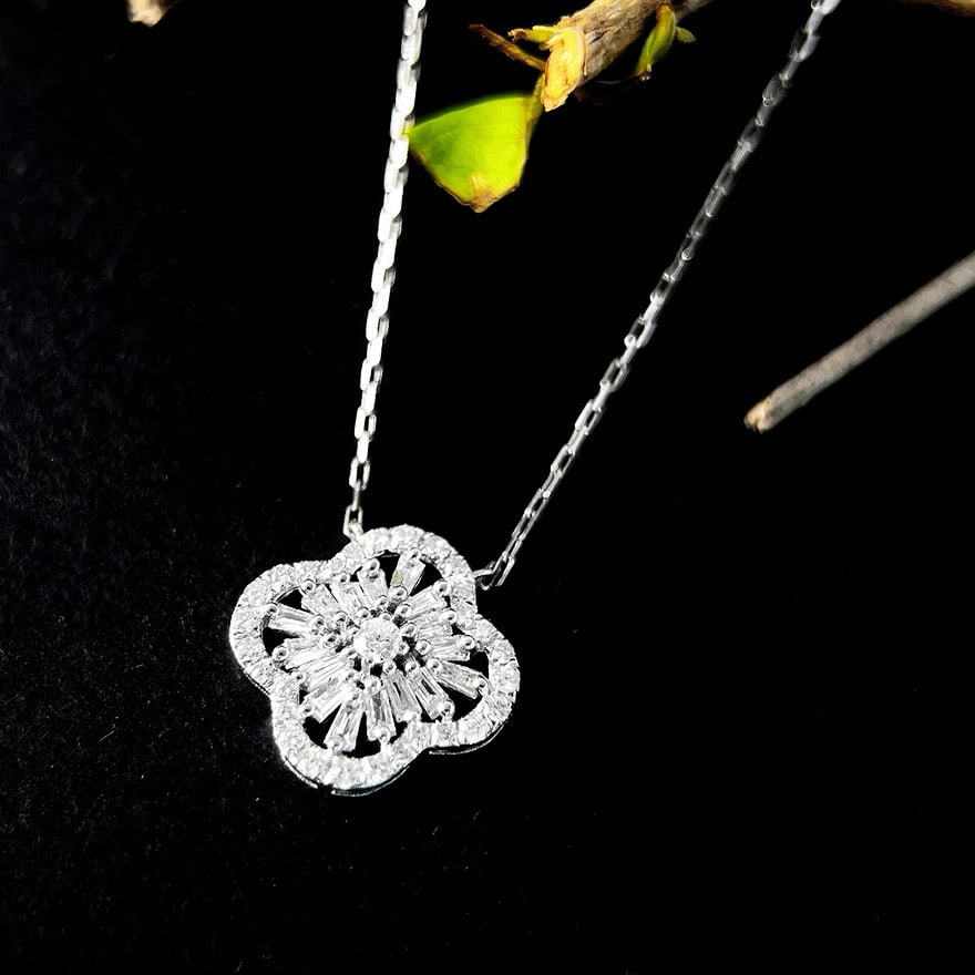 14k Gold 0.43 Ct Natural H Diamond Necklace - 6