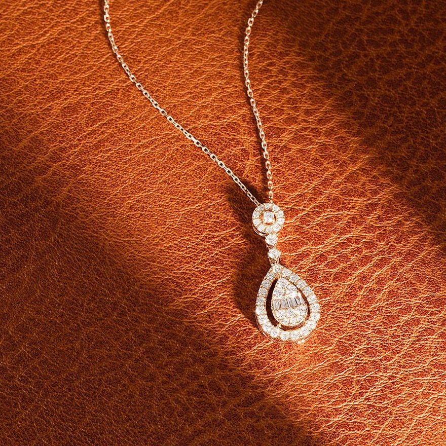 14k Gold 0.44 Ct Natural H Diamond Necklace - 2