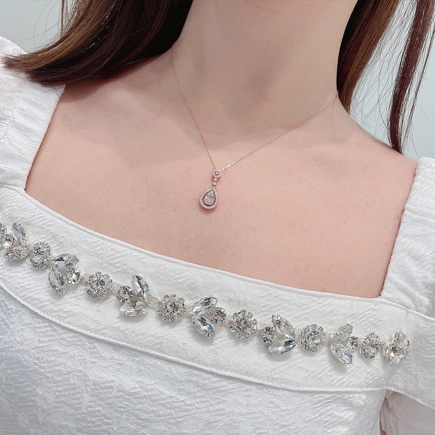 14k Gold 0.44 Ct Natural H Diamond Necklace - 4