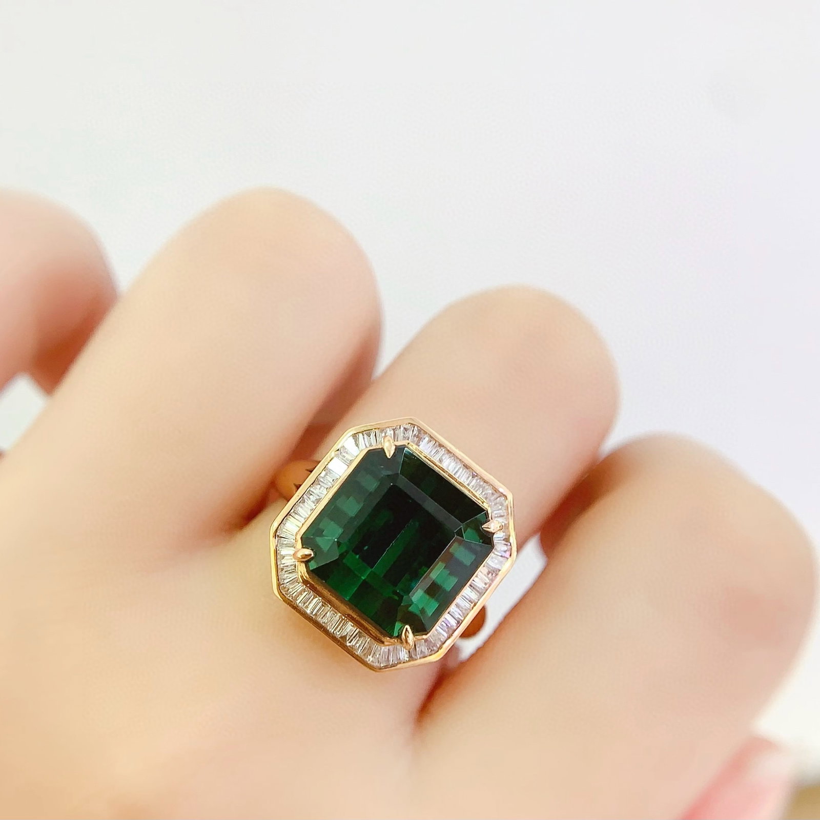 14k Gold 8.96 Ct Natural Tourmaline & Diamond Ring - 6