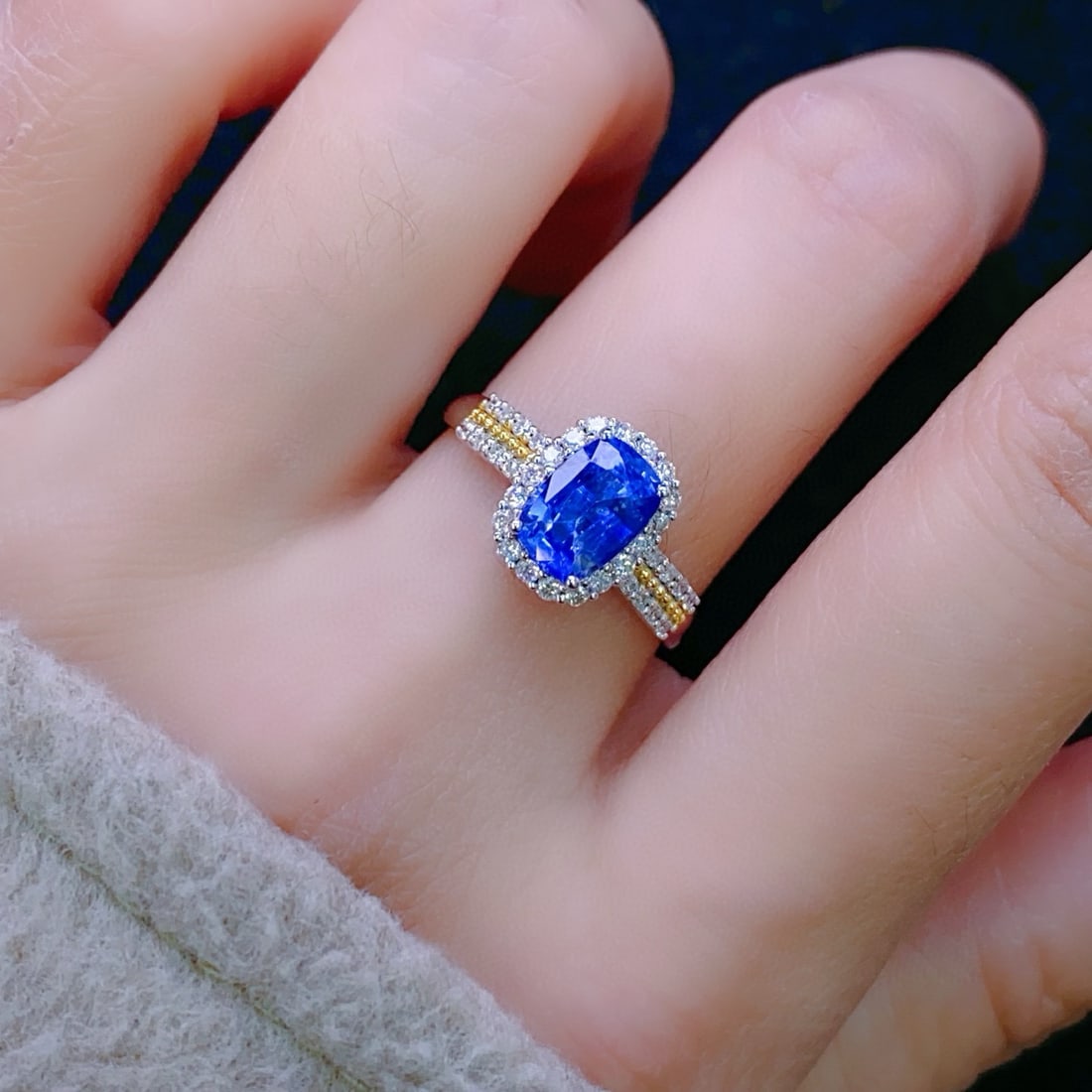 14k Gold 1.4 Ct Natural Sapphire & Diamond Ring - 5