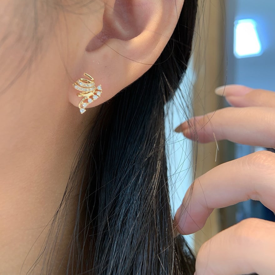 14k Gold 0.25 Ct Natural H Diamond Earrings - 2