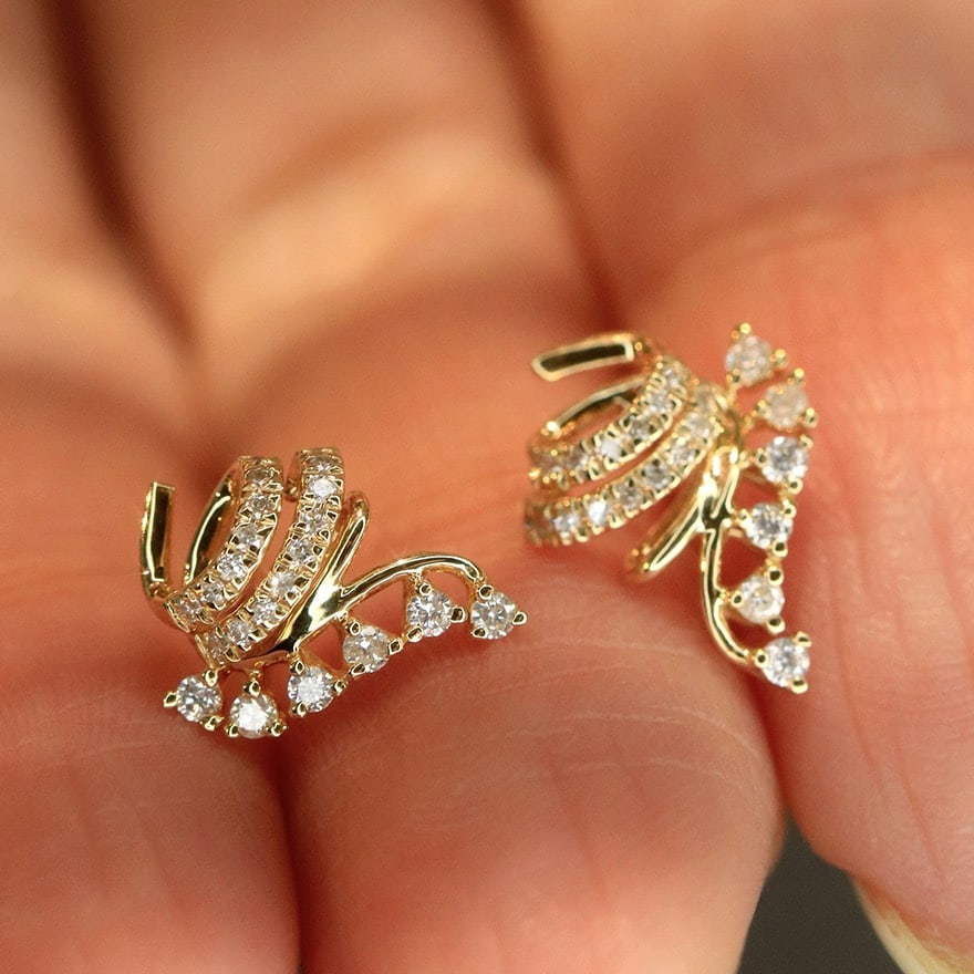 14k Gold 0.25 Ct Natural H Diamond Earrings - 3