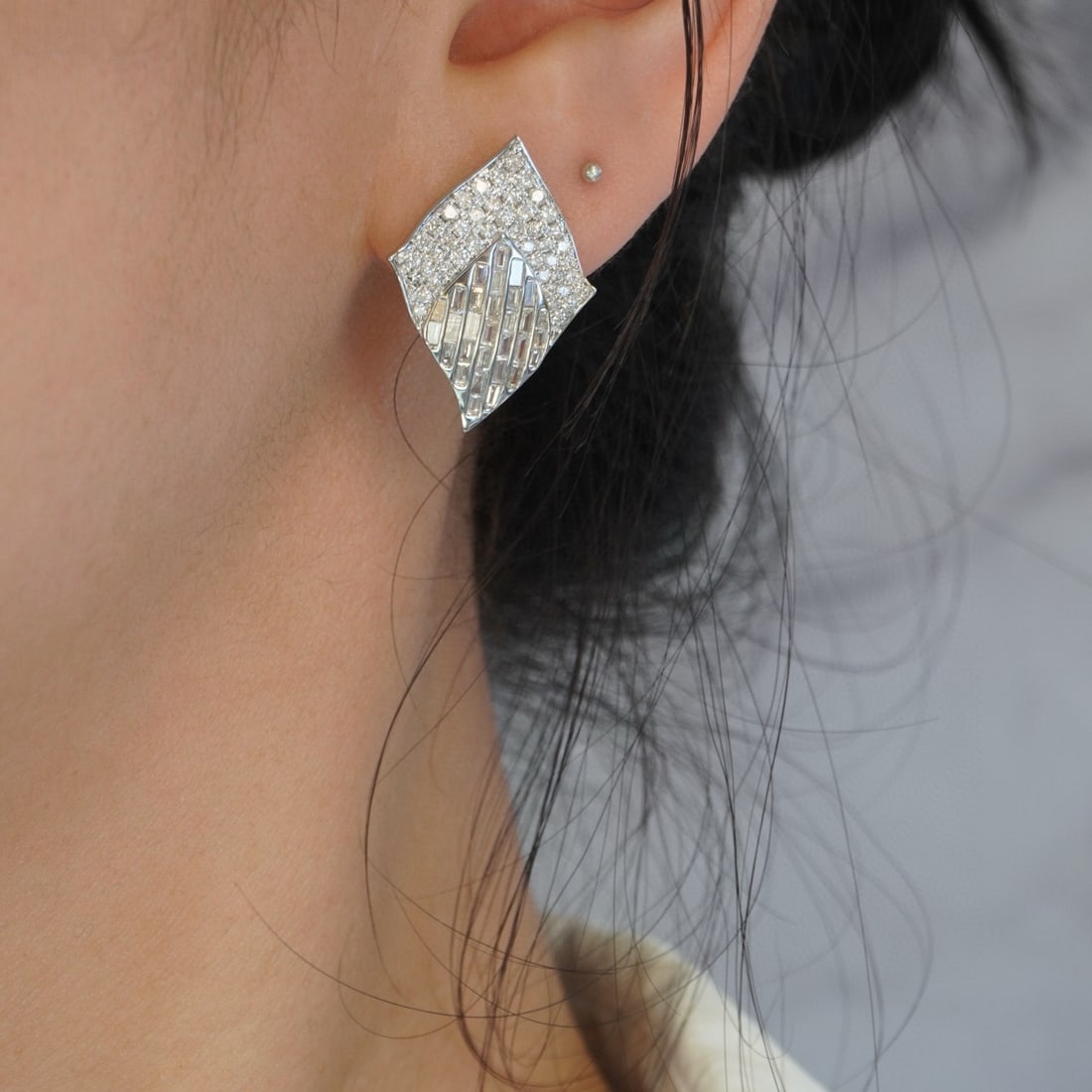14k Gold 1.84 Ct Natural H Diamond Earrings - 6