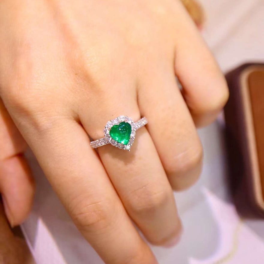 14k Gold 1.84 Ctw Vivid Green Natural Emerald & Diamond Ring - 4