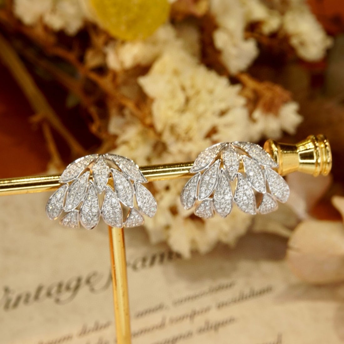 14k Gold 0.9 Ct Natural H Diamond Earrings - 6