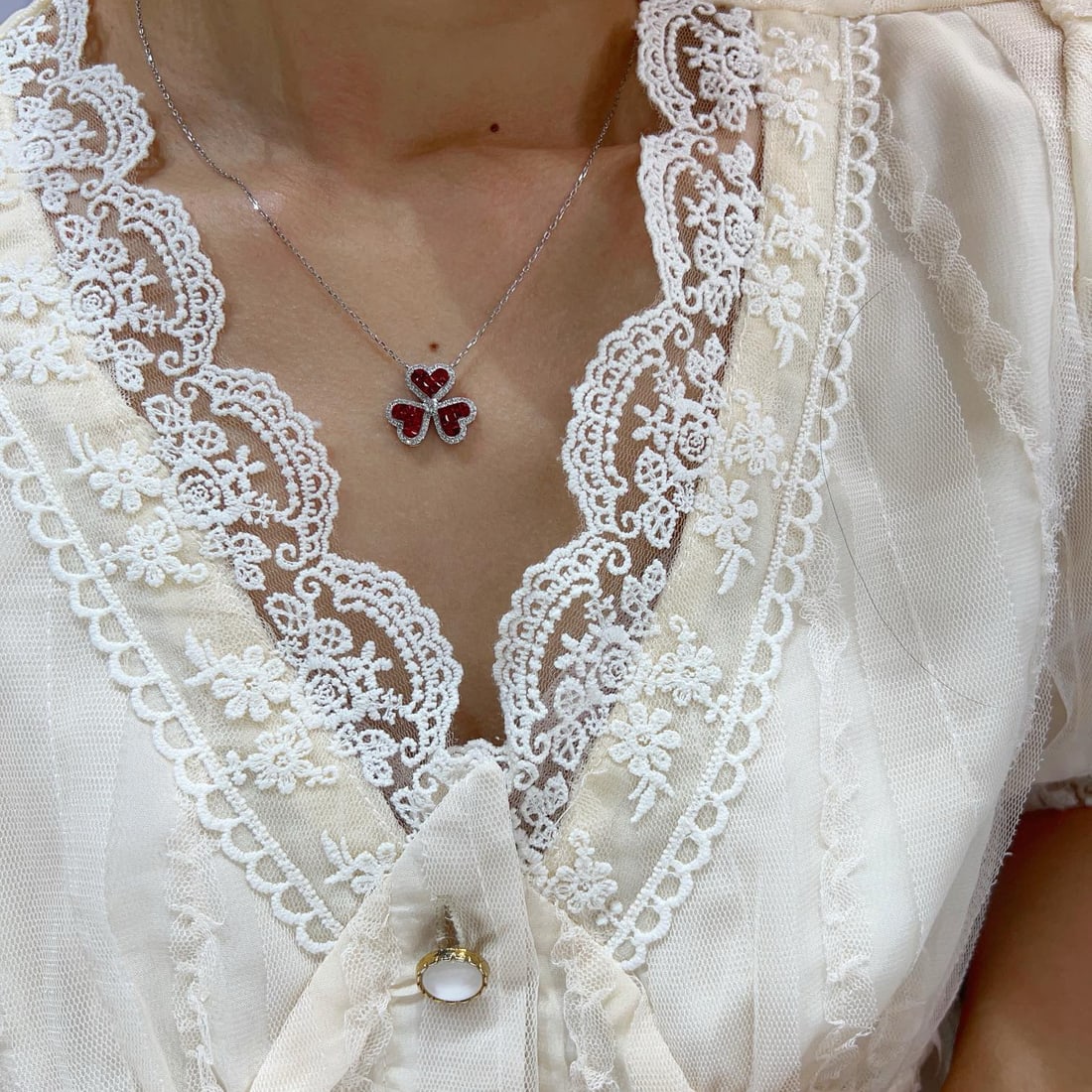 14k Gold 1.85 Ctw Natural Ruby & Diamond Necklace - 6