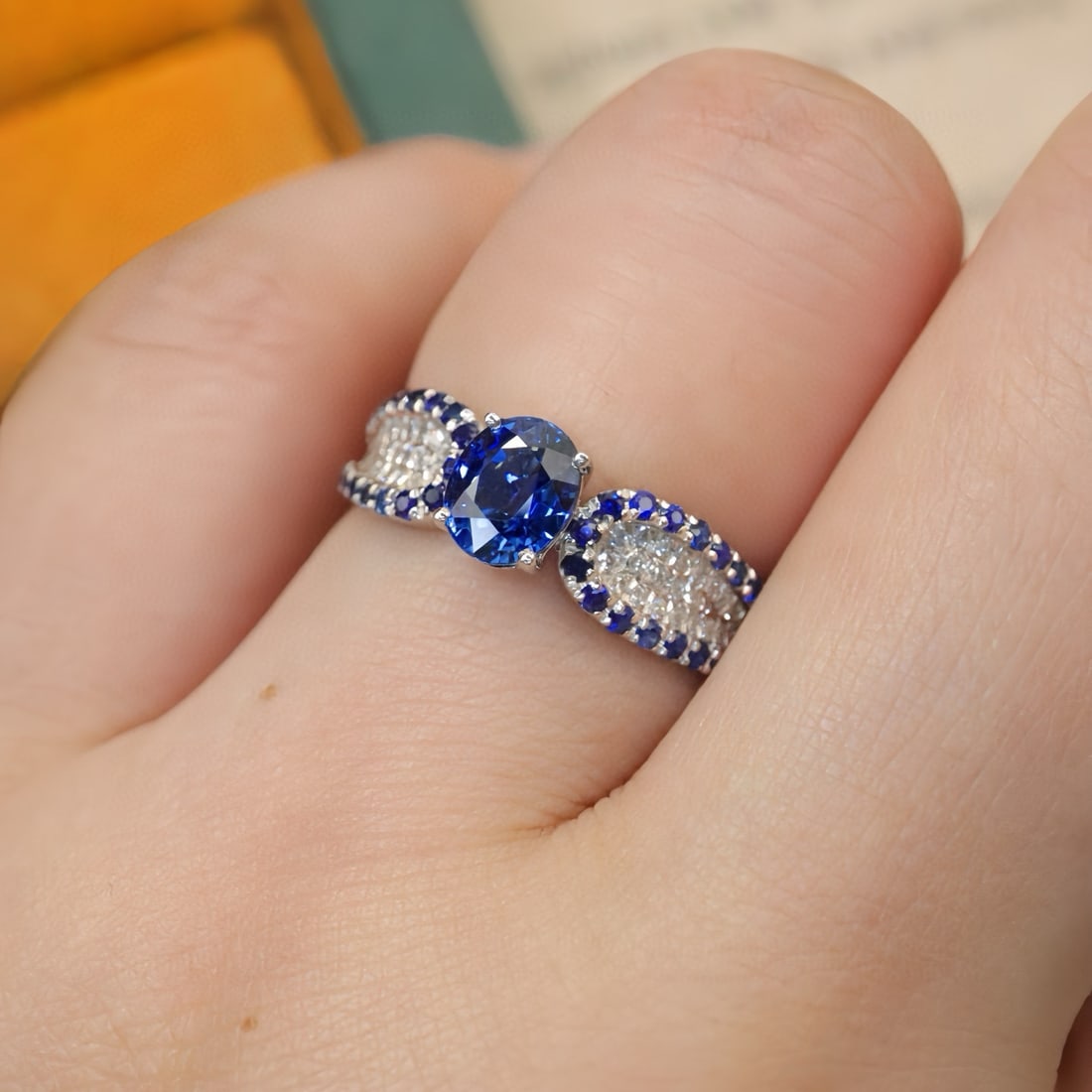 14k Gold 1.14 Ctw Natural Sapphire & Diamond Ring - 4
