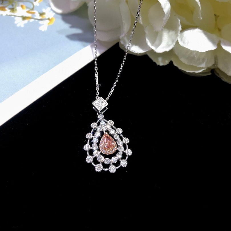 14k Gold 0.61 Ctw Natural Pink Diamond & Diamond Pendant( Without Chain ) - 2