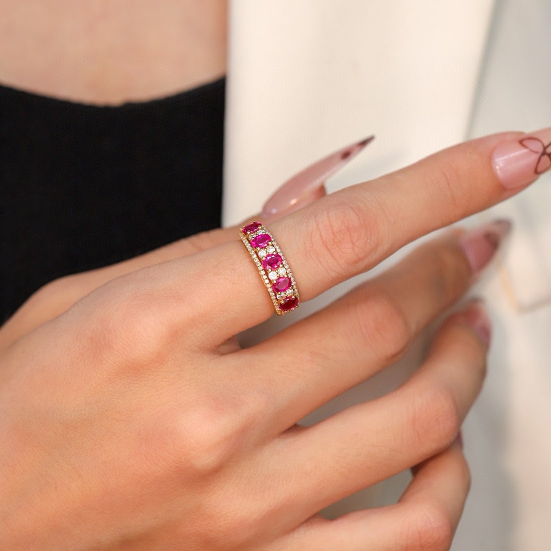 14k Gold 1.69 Ctw Natural Ruby & Diamond Ring - 5
