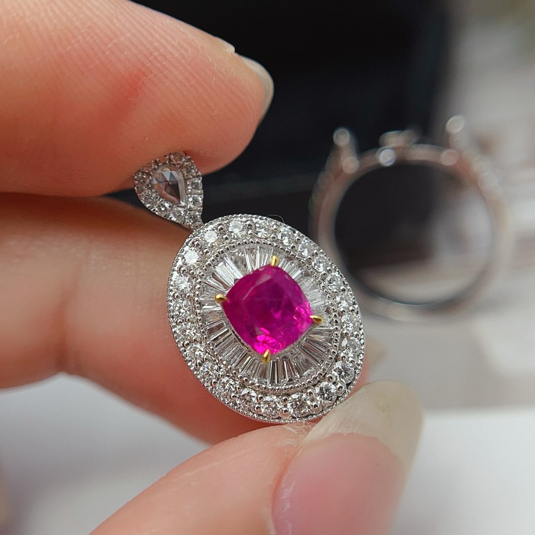 14k Gold 2.26 Ctw Natural Ruby & Diamond Ring/pendant( Without Chain ) - 5