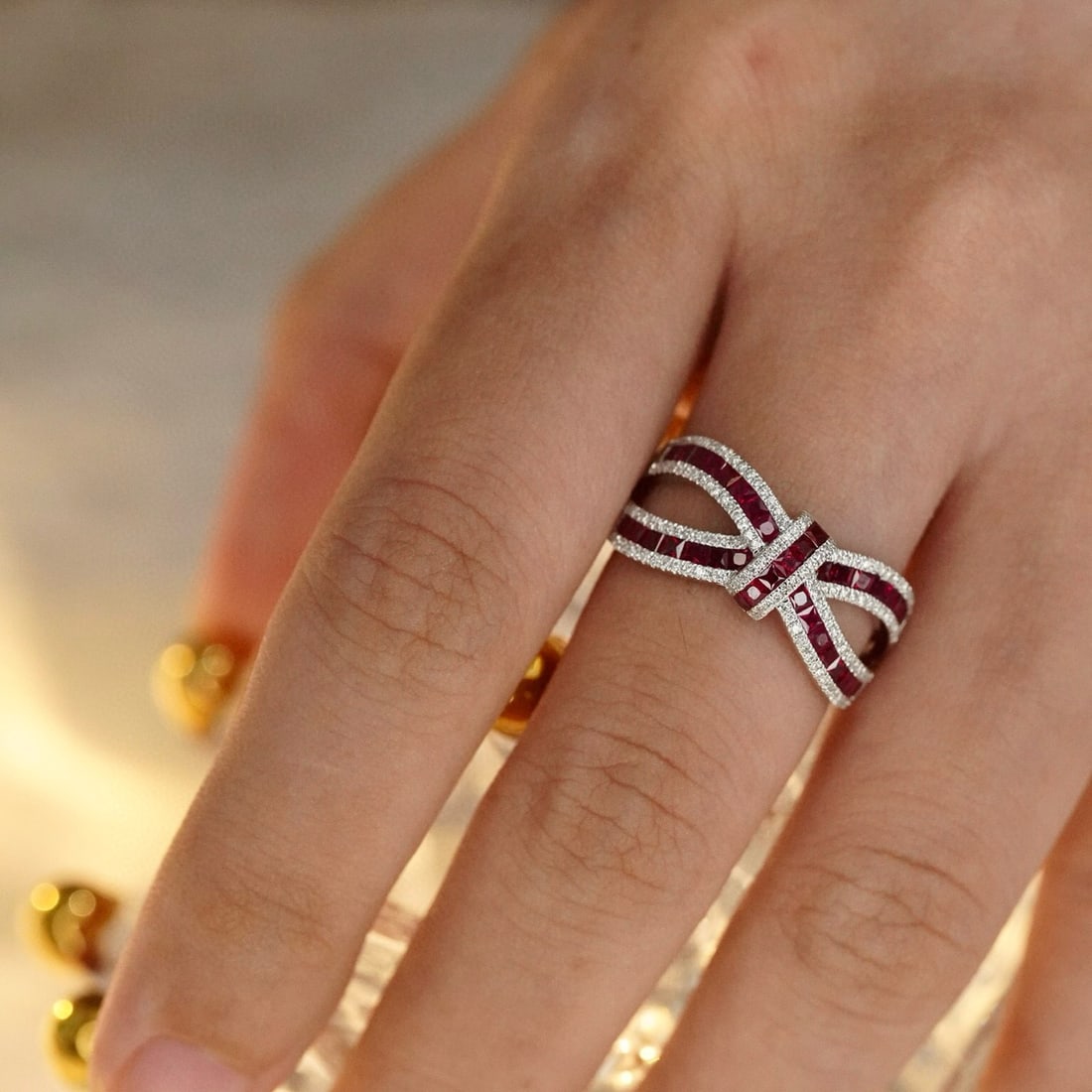 14k Gold 1.75 Ctw Natural Ruby & Diamond Ring - 8