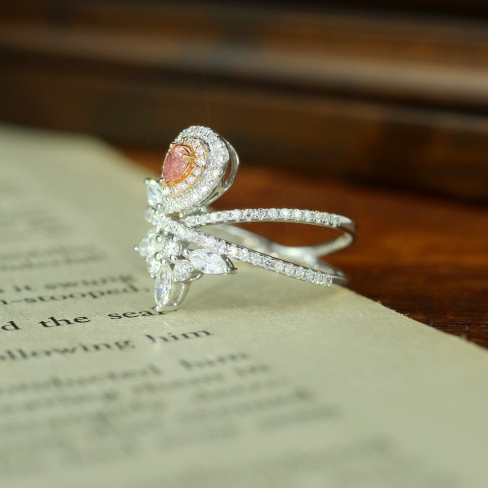 14k Gold 0.65 Ctw Natural Pink Diamond & Diamond Ring - 3