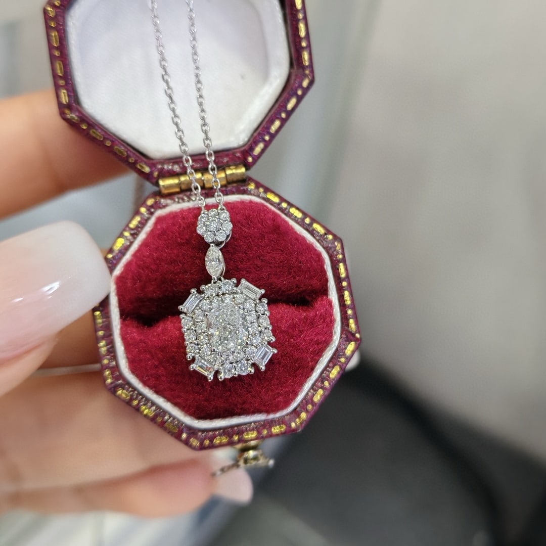 Gia Certified 14k Gold 0.50 Ct Natural H Vs1 Cushion Diamond Necklace - 2