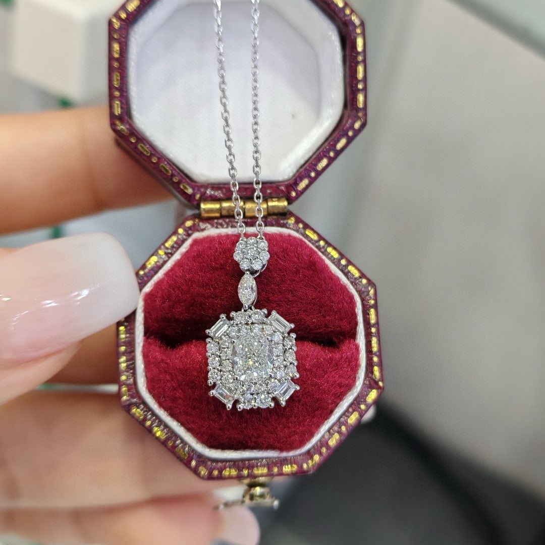 Gia Certified 14k Gold 0.50 Ct Natural H Vs1 Cushion Diamond Necklace - 4