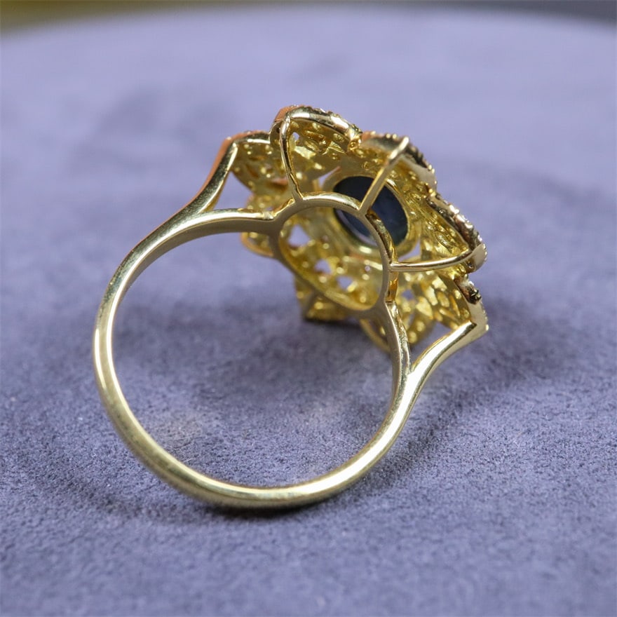 14k Gold 1.7 Ctw Natural Opal & Diamond Ring - 6