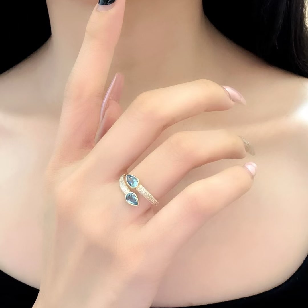 14k Gold 1.04 Ctw Natural Aquamarine & Diamond Ring - 6
