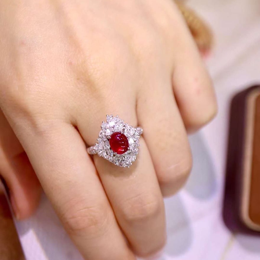 14k Gold 2.98 Ctw Vivid Red Natural Ruby & Diamond Ring - 2
