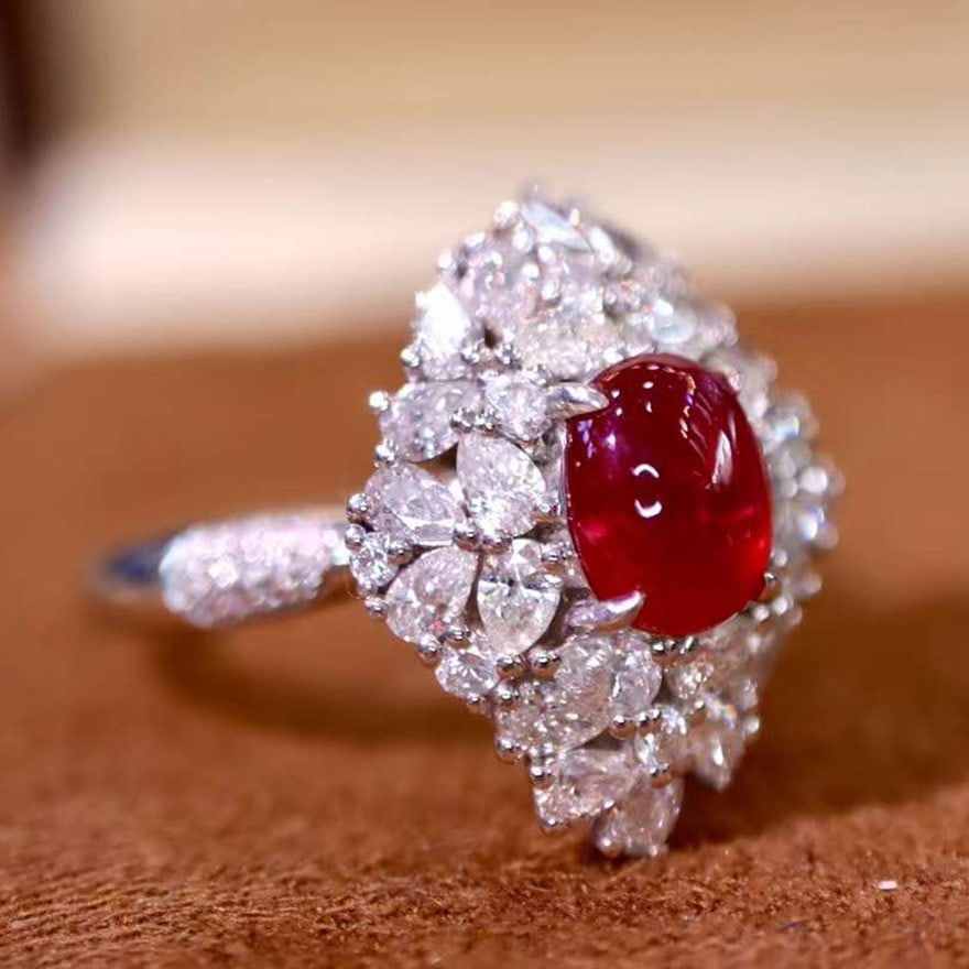 14k Gold 2.98 Ctw Vivid Red Natural Ruby & Diamond Ring - 4