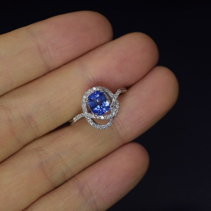 14k Gold 1.25 Ct Natural Sapphire & Diamond Ring - 2