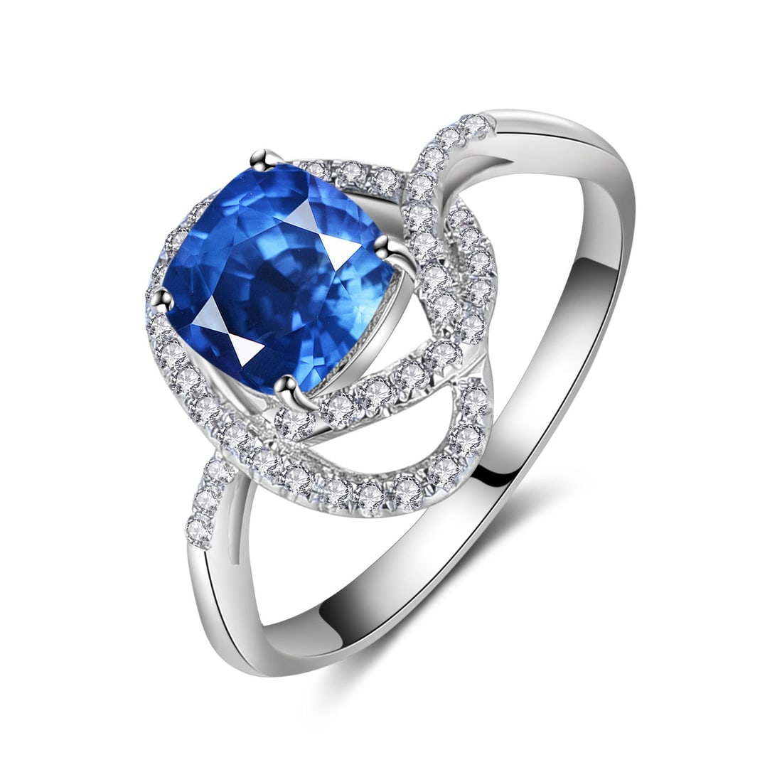 14k Gold 1.25 Ct Natural Sapphire & Diamond Ring - 3