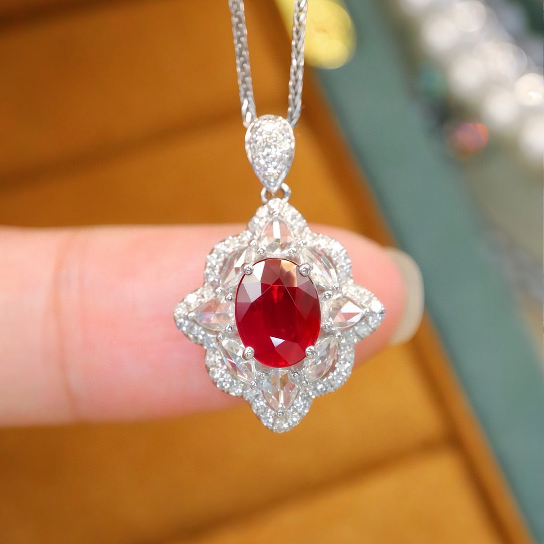 14k Gold 1.35 Ctw Natural Ruby & Diamond Pendant( Without Chain ): Ref:231081107 // gold content:14k gold // main gemstone:ruby // shape:oval // carat weight:1. 02ct // color:pigeonblood red // treatment:natural // // adjacent gemstone 2 : diamond // number of