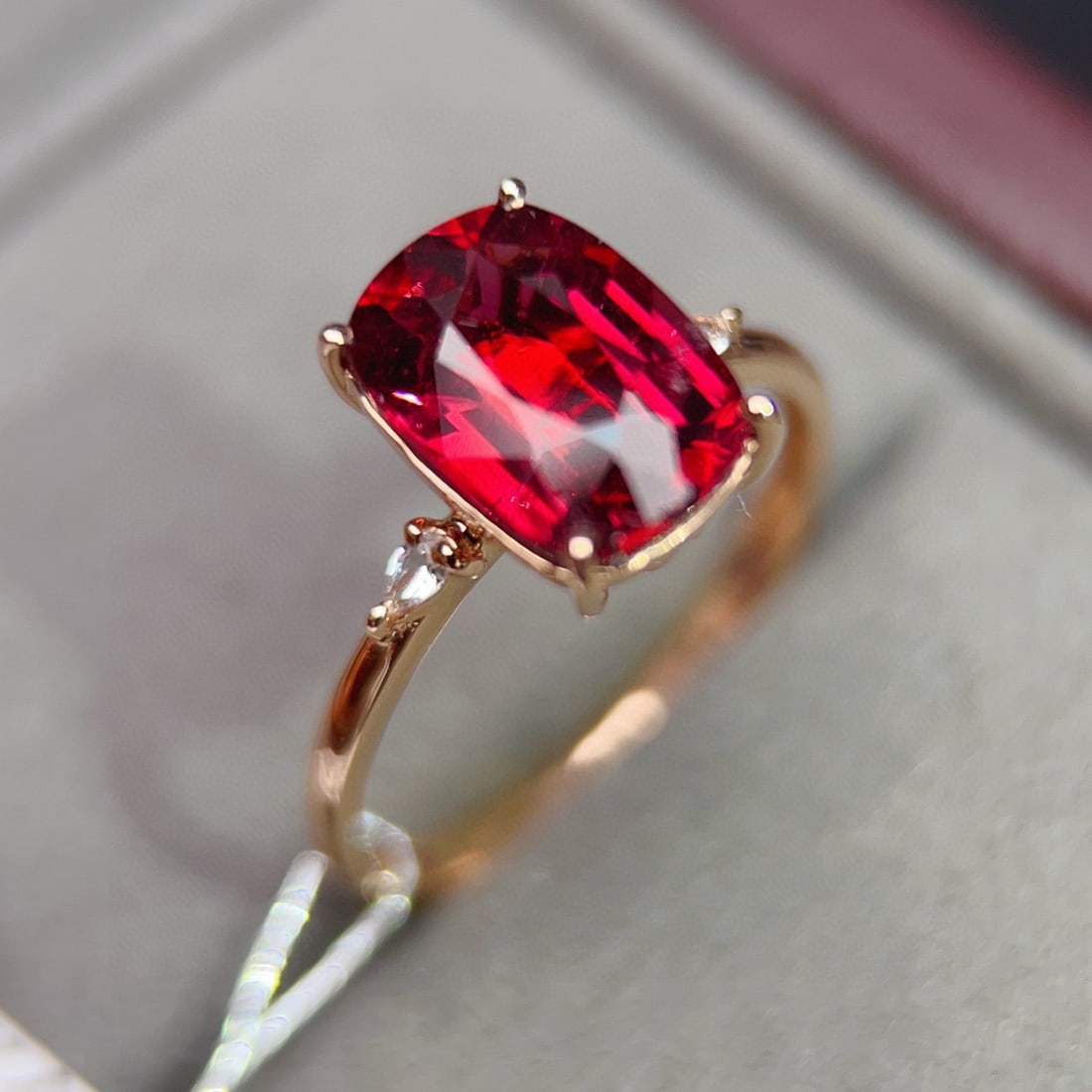 14k Gold 2.9 Ct Natural Tourmaline & Sapphire Ring - 4