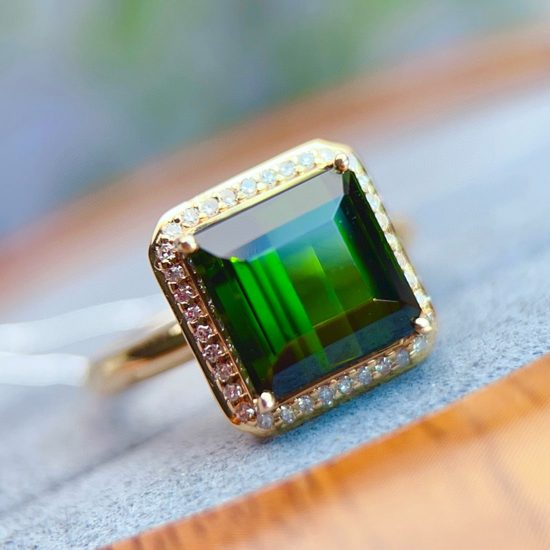 14k Gold 6.33 Ctw Natural Tourmaline & Diamond Ring - 4