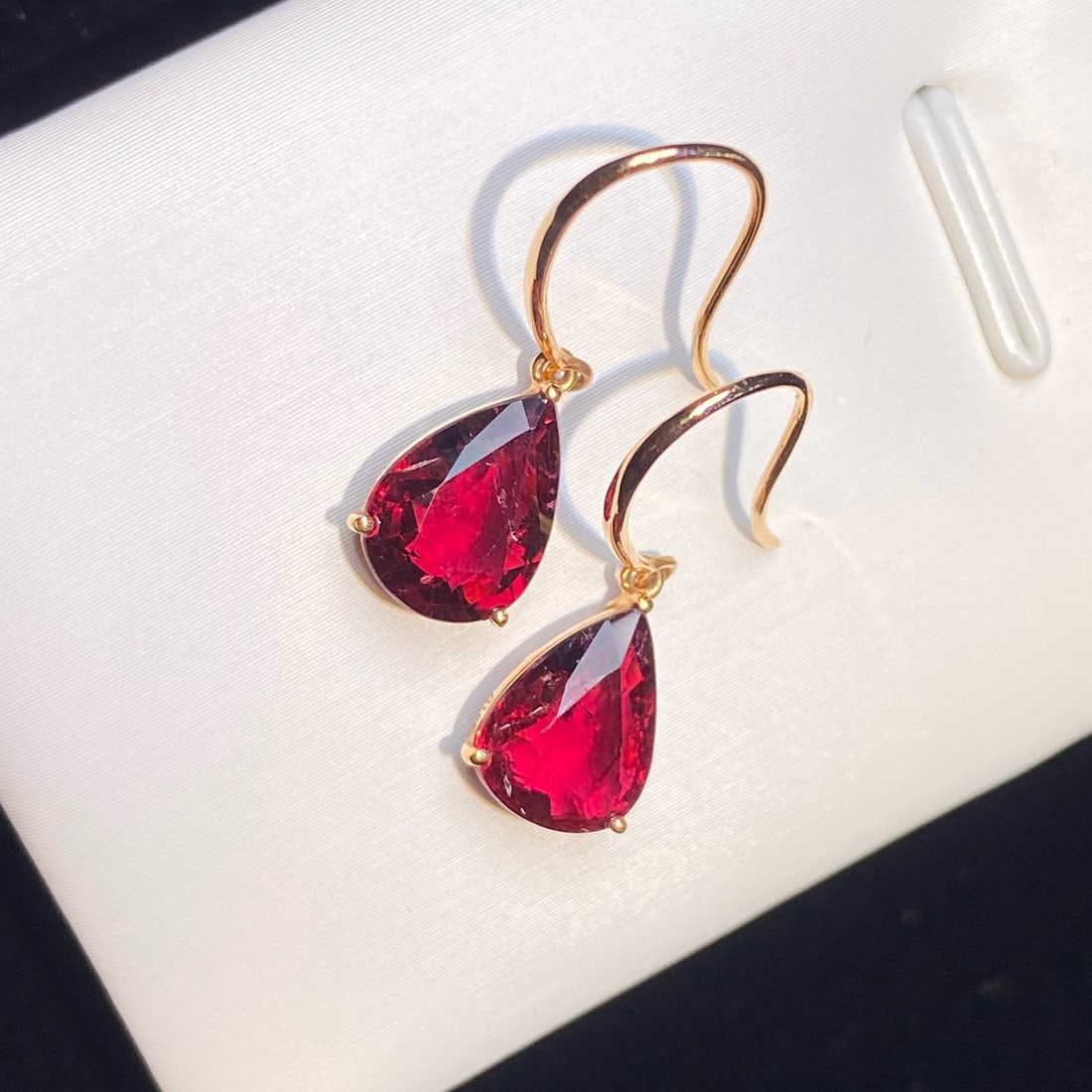14k Gold 3.63 Ct Natural Tourmaline Earrings - 2