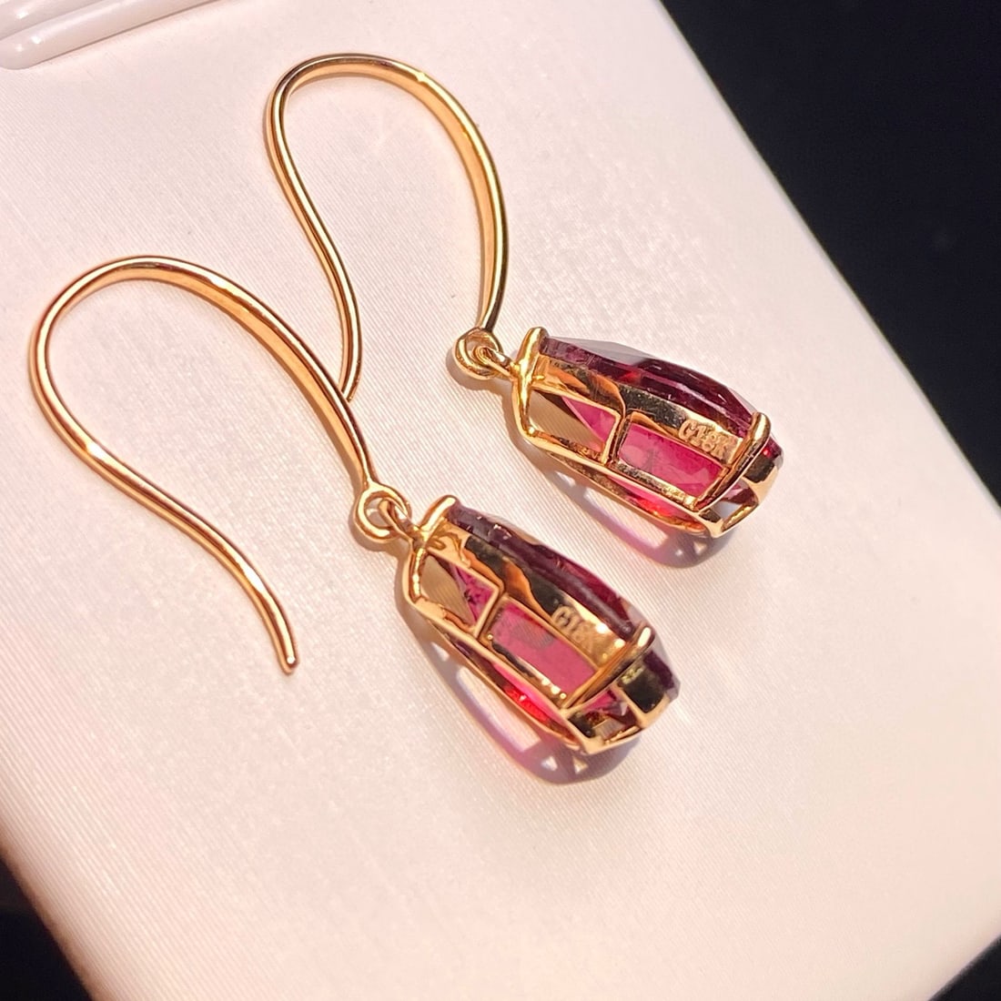 14k Gold 3.63 Ct Natural Tourmaline Earrings - 4