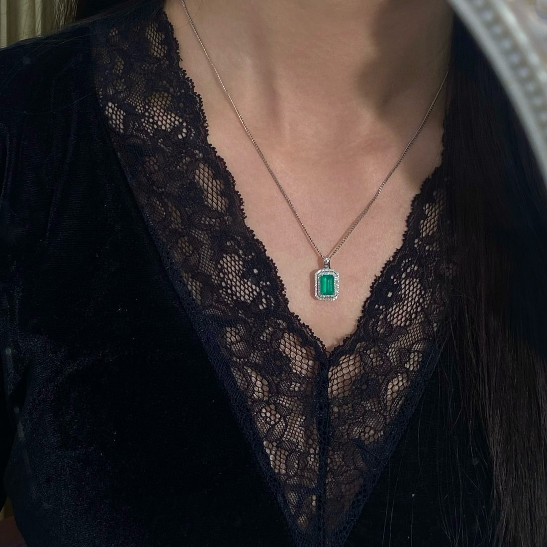 14k Gold 1.39 Ctw Natural Emerald & Diamond Pendant( Without Chain ) - 5