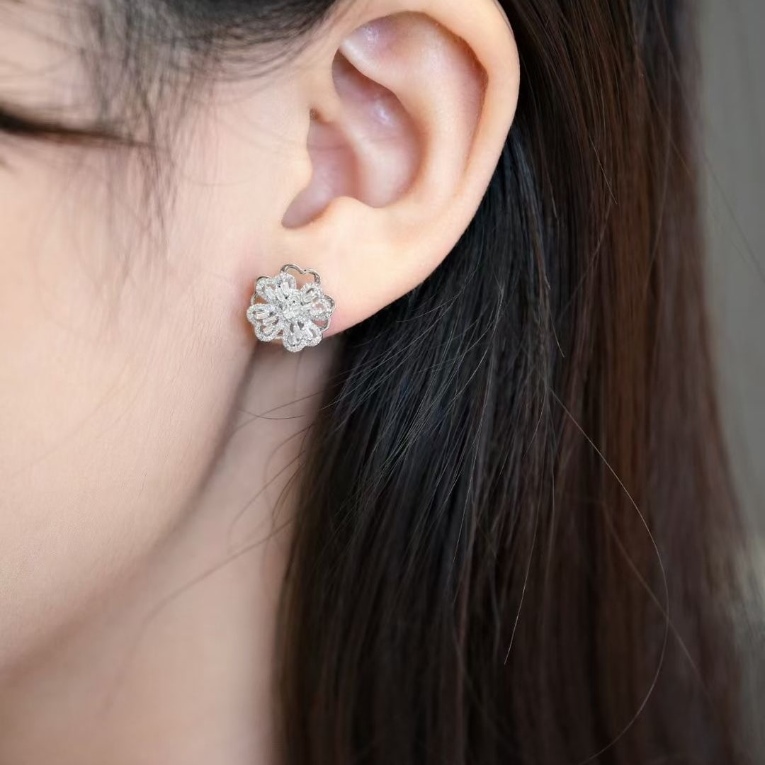 14k Gold 0.5 Ct Natural H Diamond Earrings - 5