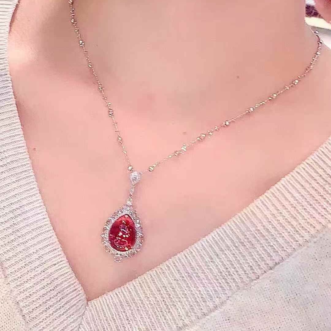 14k Gold 10.7 Ct Natural Tourmaline & Diamond & Sapphire Pendant( Without Chain ) - 5