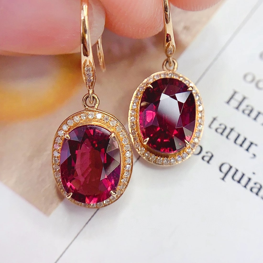 14k Gold 5 Ct Natural Tourmaline & Diamond Earrings - 6