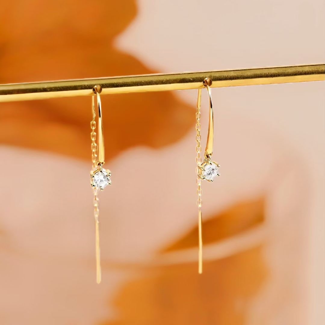 14k Gold 0.2 Ct Natural H Diamond Earrings: Ref:231081240 // gold content:14k gold // main gemstone:diamond // shape:round // carat weight:0. 2ct // clarity grade:vs-si // color:h // treatment:natural // cut grade:g // Condition: New Low