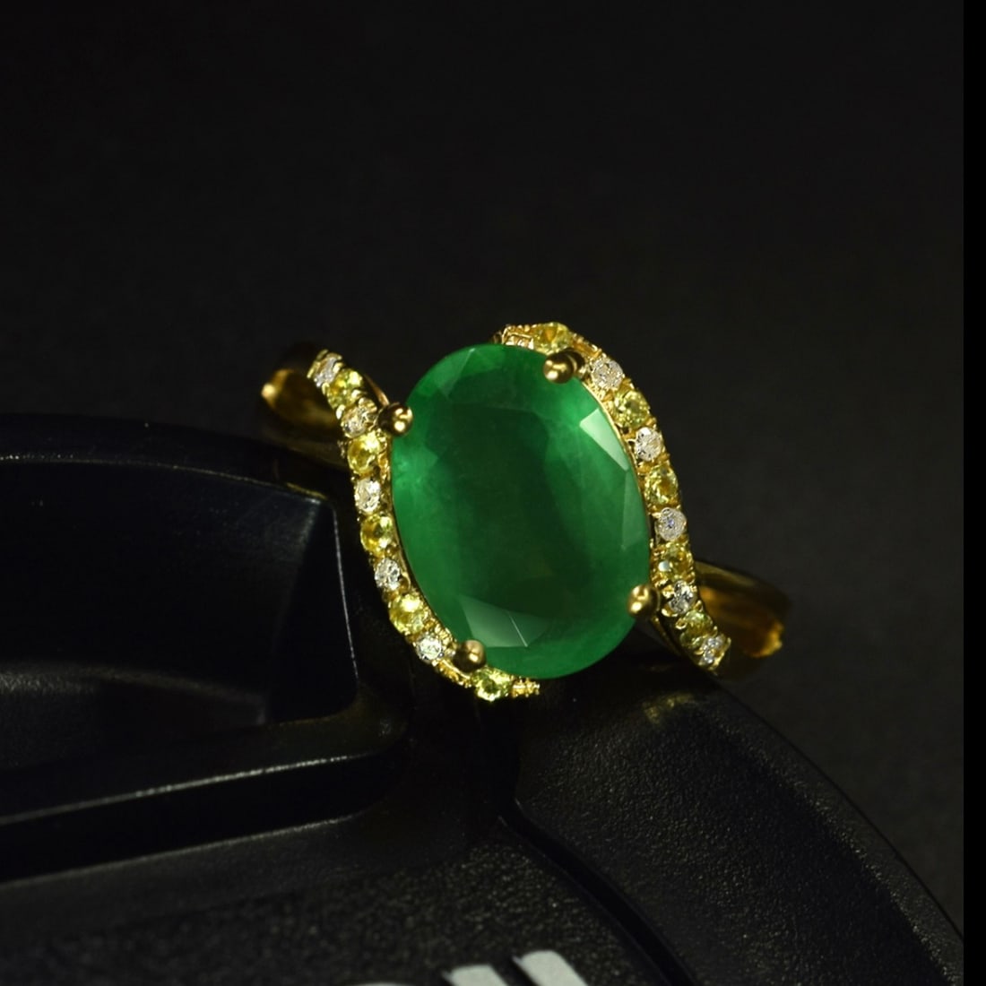 14k Gold 2.59 Ctw Natural Emerald & Diamond Ring - 3