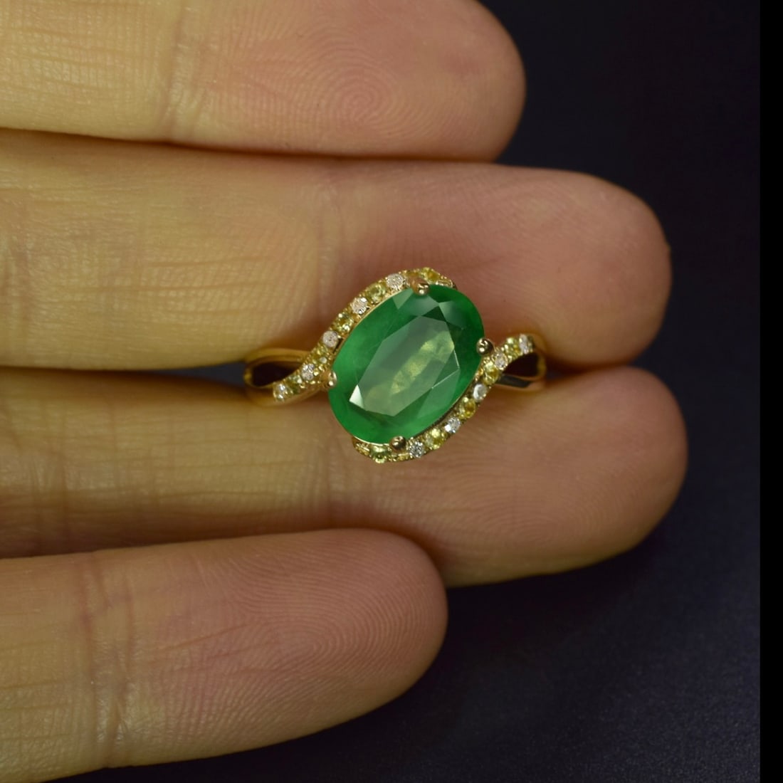 14k Gold 2.59 Ctw Natural Emerald & Diamond Ring - 6