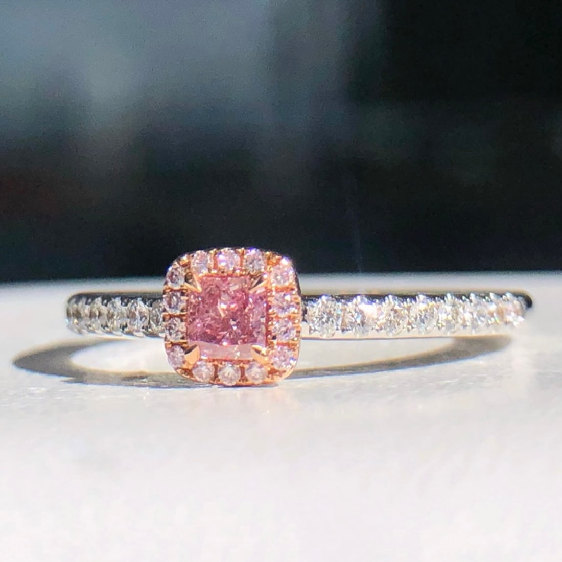 14k Gold 0.32 Ctw Natural Pink Diamond & Diamond Ring - 2