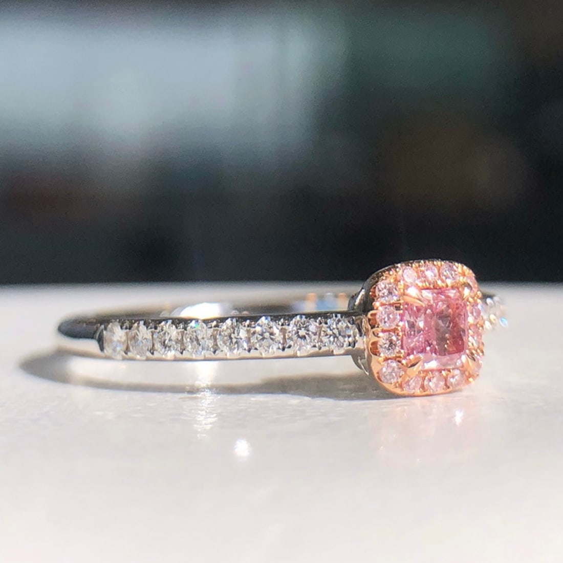 14k Gold 0.32 Ctw Natural Pink Diamond & Diamond Ring - 4