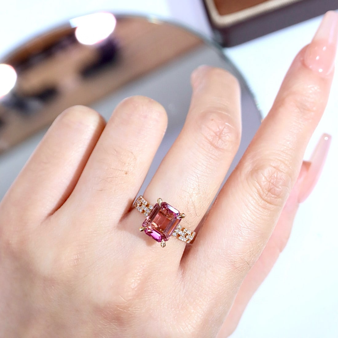 14k Gold 3.92 Ctw Natural Tourmaline & Diamond Ring - 4