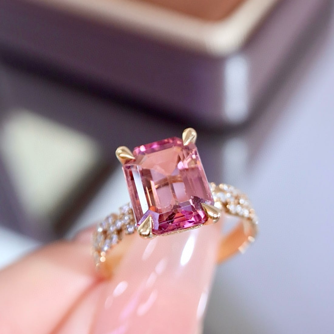 14k Gold 3.92 Ctw Natural Tourmaline & Diamond Ring - 5