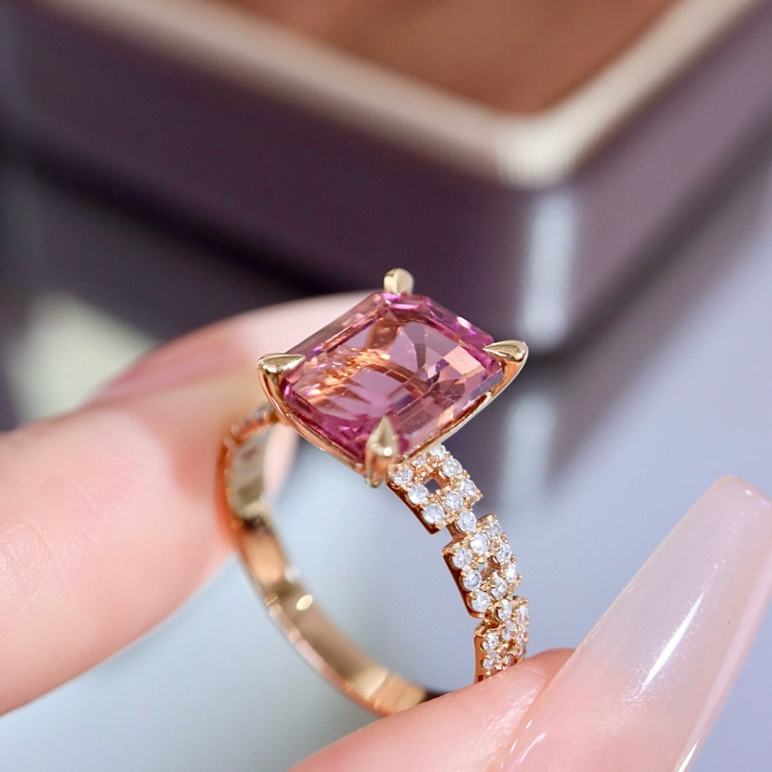 14k Gold 3.92 Ctw Natural Tourmaline & Diamond Ring - 7