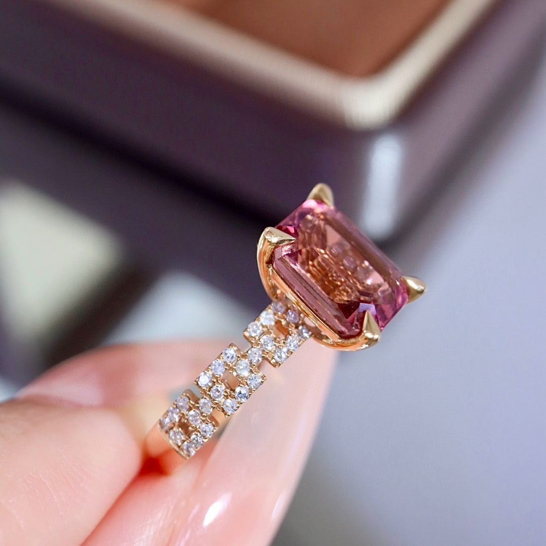 14k Gold 3.92 Ctw Natural Tourmaline & Diamond Ring - 8