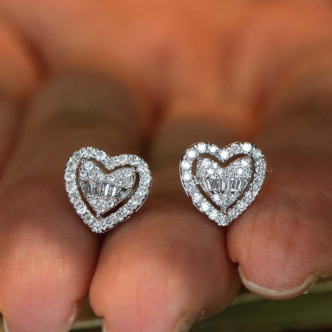 14k Gold 0.5 Ct Natural H Diamond Earrings - 5