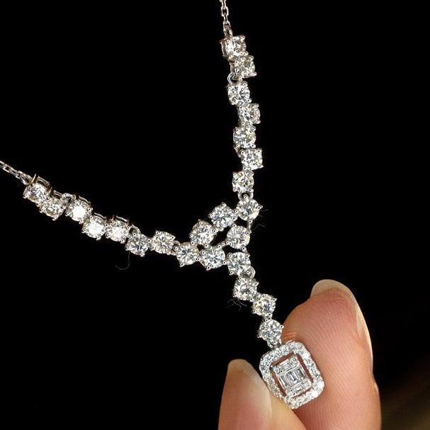 14k Gold 1.7 Ct Natural H Diamond Necklace - 2