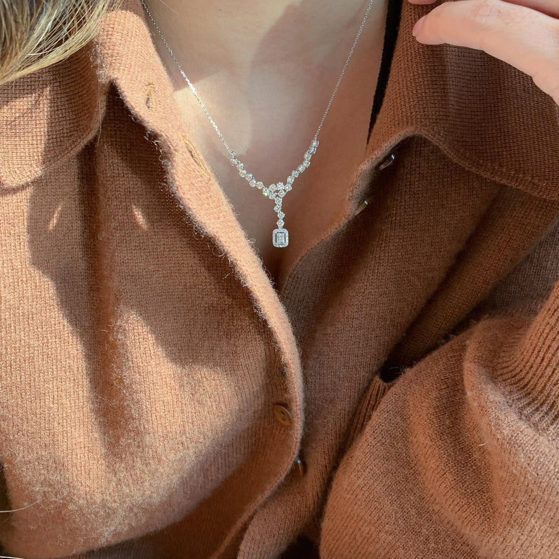 14k Gold 1.7 Ct Natural H Diamond Necklace - 3