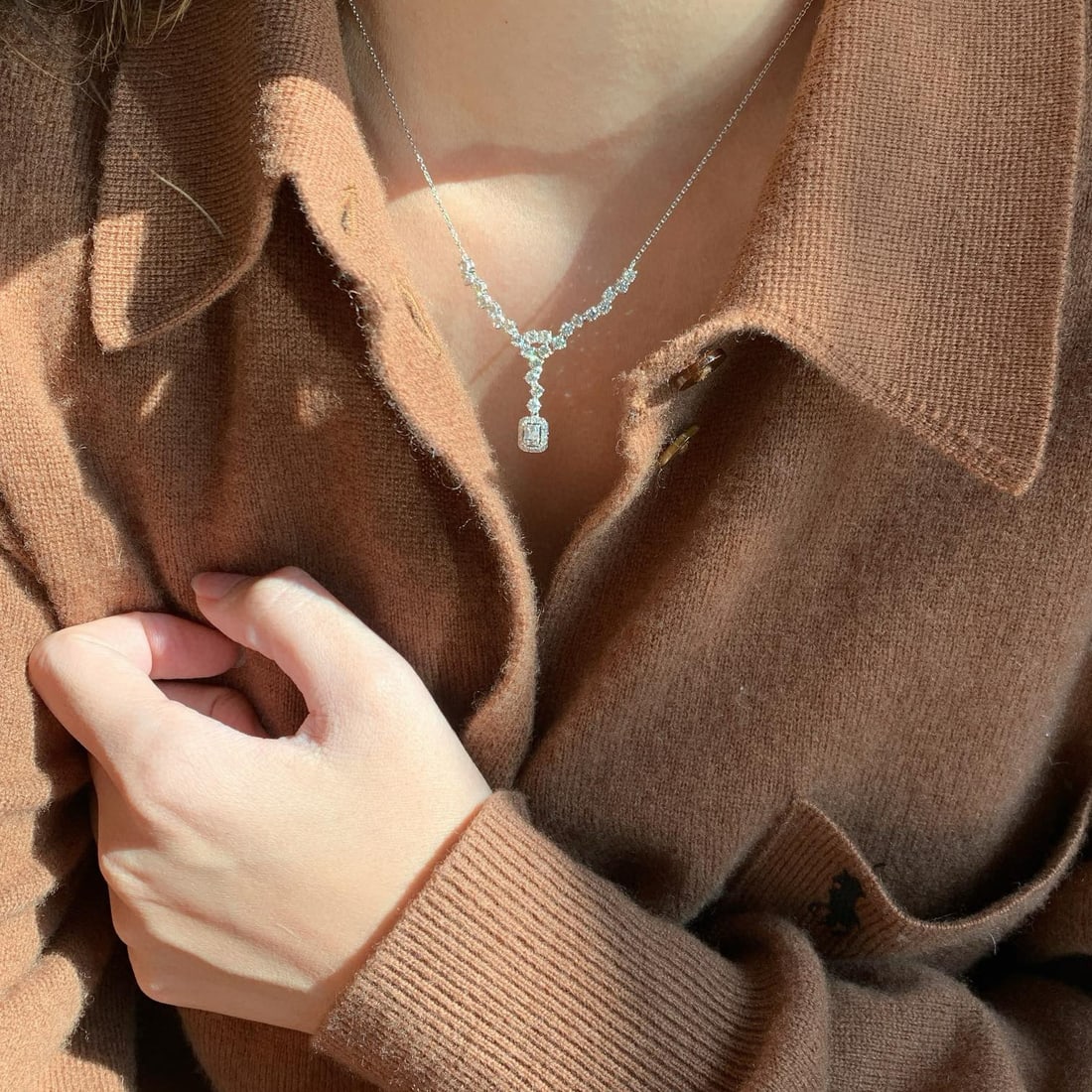 14k Gold 1.7 Ct Natural H Diamond Necklace - 5